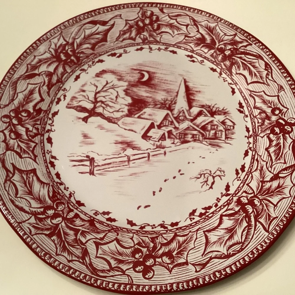 Set of (4) Restoration Hardware Tin Holiday Plates